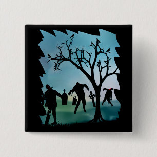 Zombie Apocalypse or  Zombie Walkbutton 15 Cm Square Badge