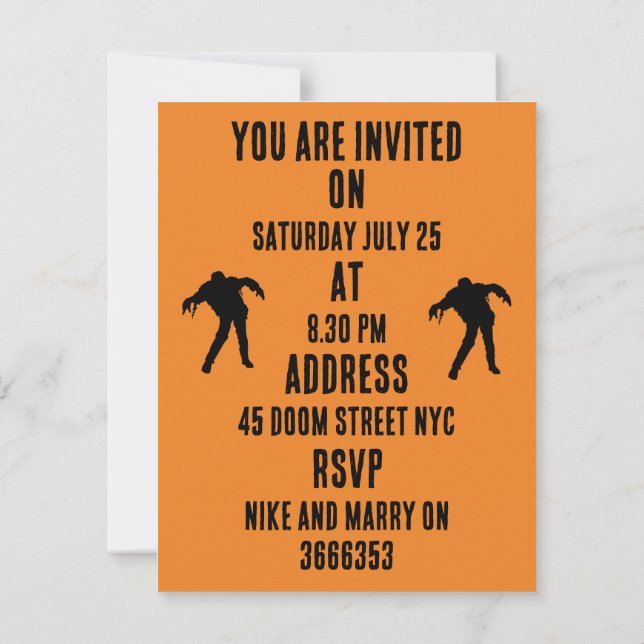 Zombie Apocalypse Party Invite (Back)