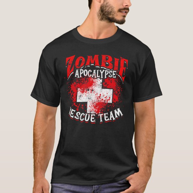 Zombie Apocalypse Rescue Team trick or treat Hallo T-Shirt (Front)