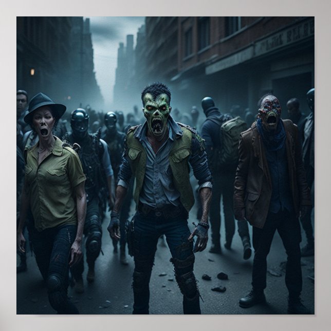 Zombie Apocalypse Scene Poster (Front)