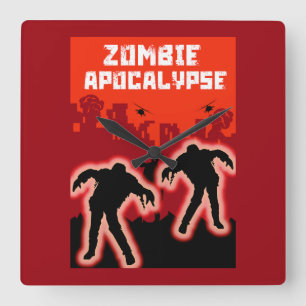 Zombie Apocalypse  Square Wall Clock
