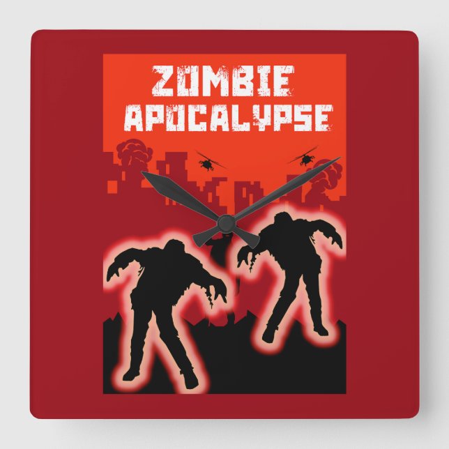 Zombie Apocalypse  Square Wall Clock (Front)