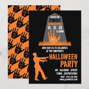 Zombie Apocalypse Theme Escape Room Halloween Invitation