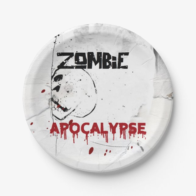 Zombie apocalypse theme party paper plate (Front)