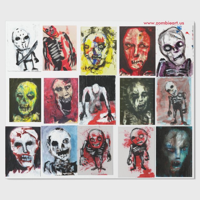 Zombie Art Matte Wrapping Paper, 30" x 6' Paper (Flat)