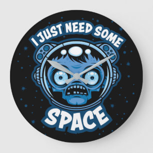 Zombie Astronaut Needs Some Space Large Clock