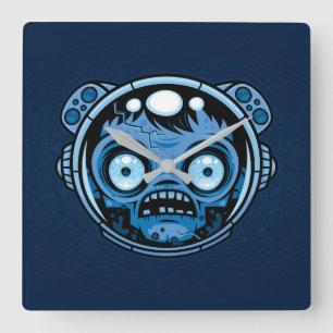 Zombie Astronaut Square Wall Clock