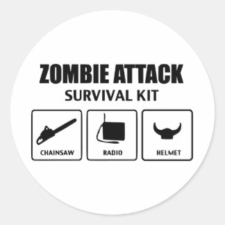 zombie attack survival kit classic round sticker