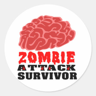 Zombie attack survivor classic round sticker
