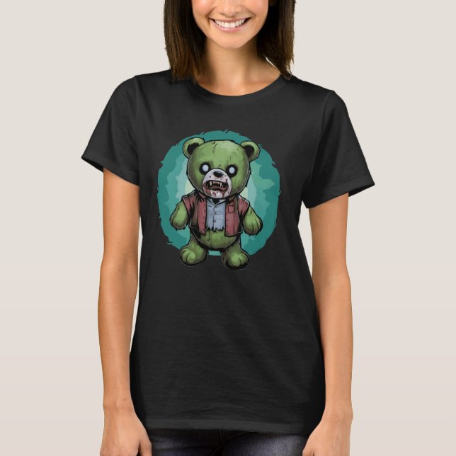 Zombie Bear Halloween Zombie Teddy Zombie Lover T-Shirt (Front)