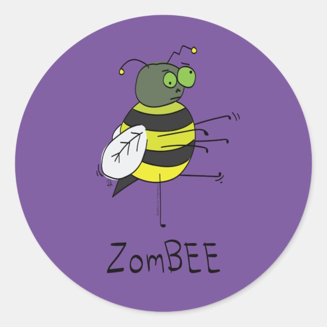 Zombie Bee Funny Halloween Stickers (Front)