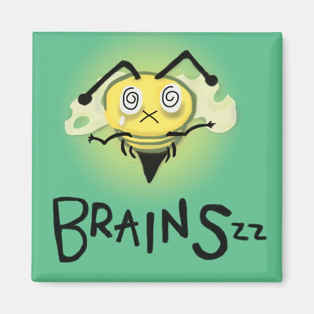 Zombie Bee/Zom-BEE - BRAINS. Magnet (Front)