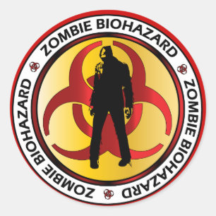 Zombie Biohazard Waste Warning Funny Halloween Classic Round Sticker