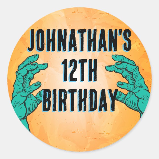 Zombie Birthday Halloween Kids Party  Classic Round Sticker (Front)