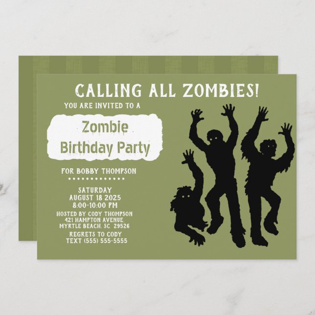 Zombie  Birthday Party -Other Occasion- Invitation (Front/Back)