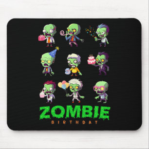 Zombie Birthday Squad Funny Halloween Party Boy Ki Mouse Pad