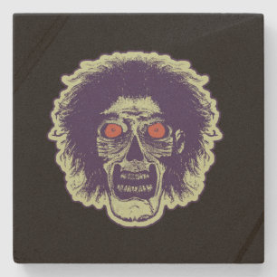 Zombie Black Orange Eyes Stone Mint Green Coaster