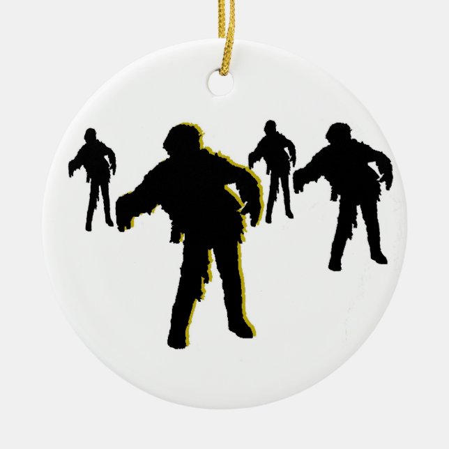 Zombie Black Silhouette Ornament! Customise me! Ceramic Ornament (Front)