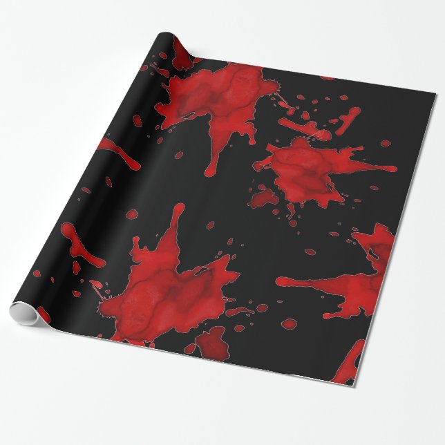 Zombie Blood Splatter Wrapping Paper (Unrolled)