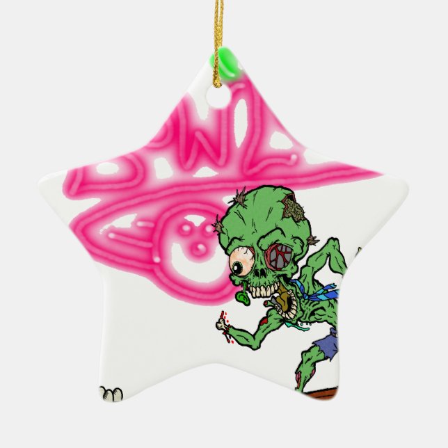 Zombie Bowling Ceramic Ornament (Front)