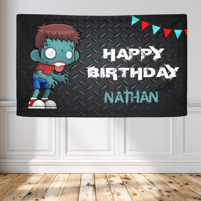 Zombie Boy Halloween Costume Birthday Party Banner (Creator Uploaded)