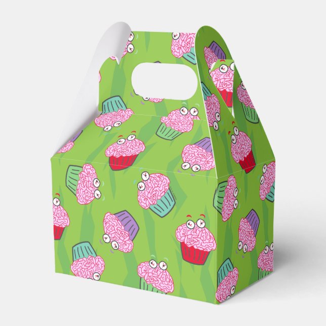 Zombie Brain Cupcake Pattern Favour Box (Front Side)