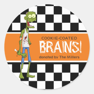 Zombie Brains ID213 Classic Round Sticker