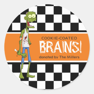 Zombie Brains ID213 Classic Round Sticker