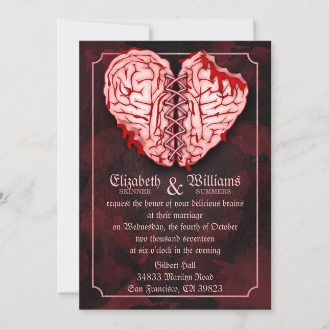 Zombie Brains Wedding Invitation (Front)