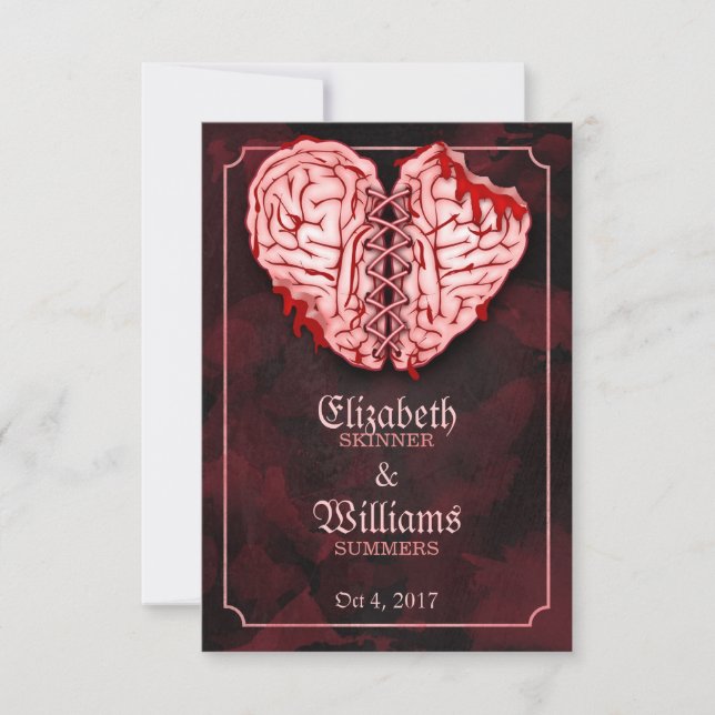 Zombie Brains Wedding RSVP Card (Front)