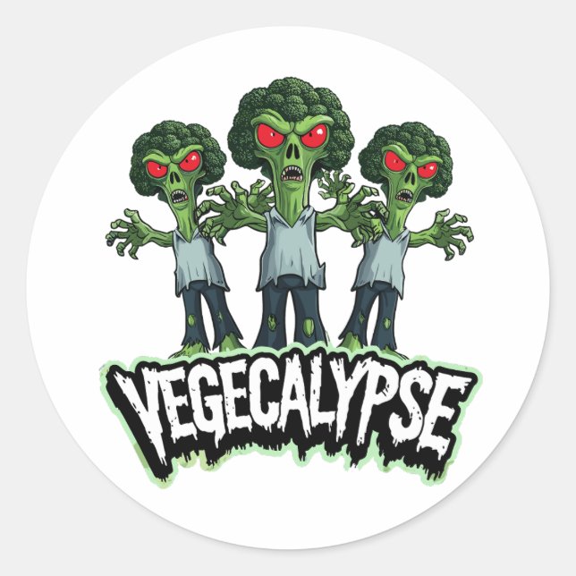 Zombie Broccoli - Vegecalypse Classic Round Sticker (Front)