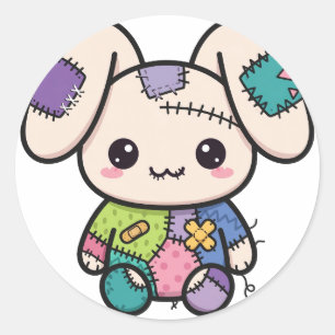 Zombie Bunny Halloween Classic Round Sticker