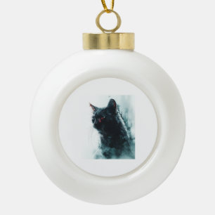 Zombie Cat Apocalypse Ceramic Ball Christmas Ornament