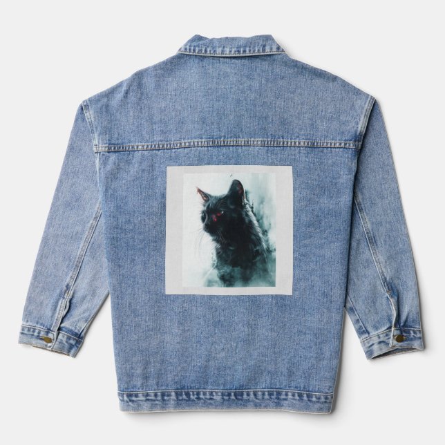 Zombie Cat Apocalypse Denim Jacket (Back)