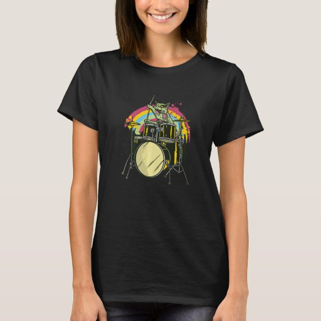 Zombie Cat Drummer T-Shirt (Front)