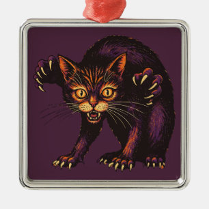 Zombie Cat Funny Creepy Cute Undead Kitty Metal Ornament