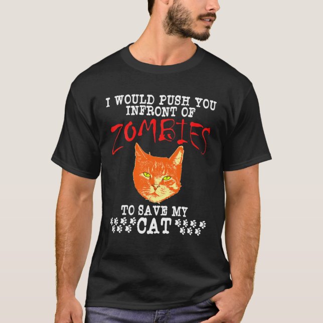 Zombie Cat Funny Halloween Kitten T T-Shirt (Front)