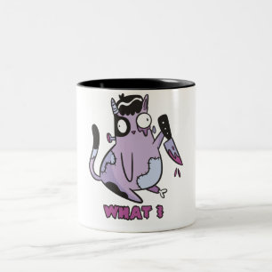 Zombie Cat - Funny Halloween Murderous Kitten Two-Tone Coffee Mug