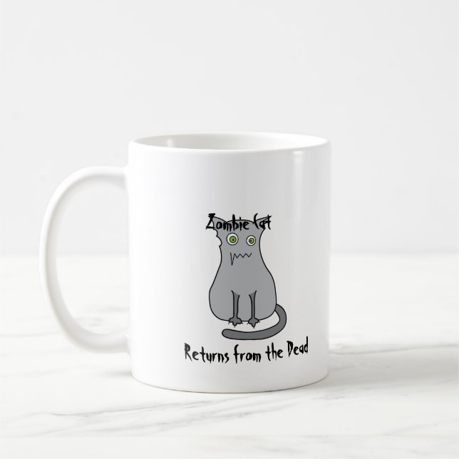 Zombie Cat Grey Coffee Mug (Left)