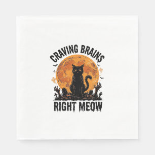 Zombie Cat Halloween Vintage Engraving Shirt Art_1 Napkin