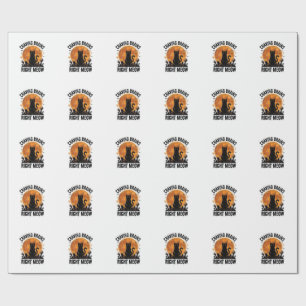 Zombie Cat Halloween Vintage Engraving Shirt Art_1 Wrapping Paper