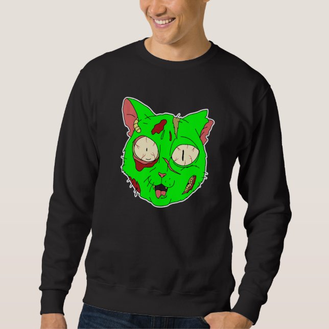 Zombie Cat Lazy Halloween Costume Scary Creepy Spo Sweatshirt (Front)