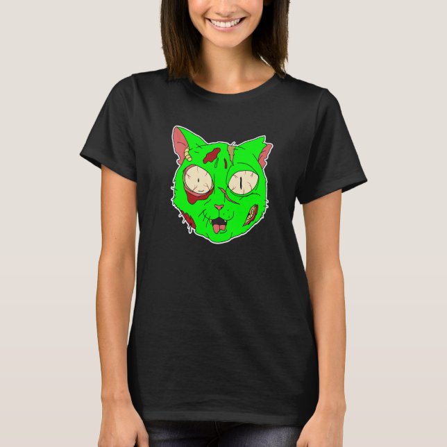Zombie Cat Lazy Halloween Costume Scary Creepy Spo T-Shirt (Front)