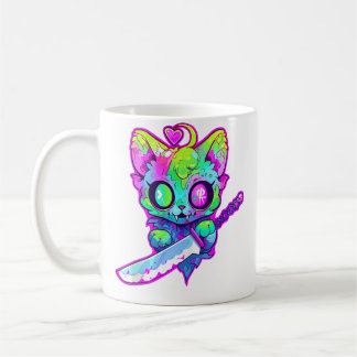 Zombie Cat Samurai Edm Festival Rave Coffee Mug
