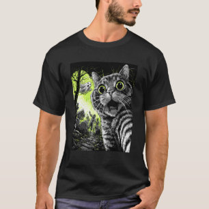 Zombie Cat Selfie Funny Scary Halloween Cemetery G T-Shirt