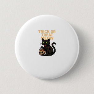 Zombie Cat � Trick or Treat Meow Halloween Design 6 Cm Round Badge