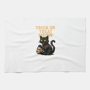 Zombie Cat – Trick or Treat Meow Halloween Design Tea Towel