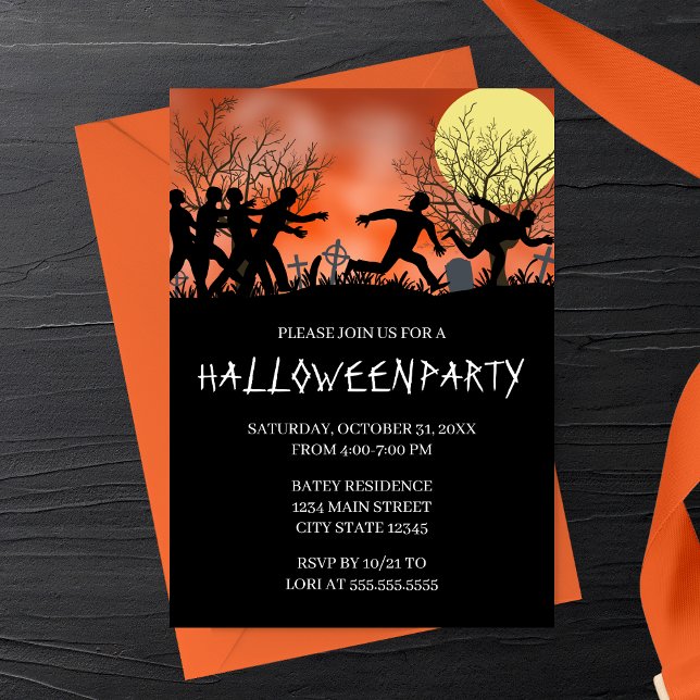 Zombie Chase Halloween Party Invitation (Creator Uploaded)