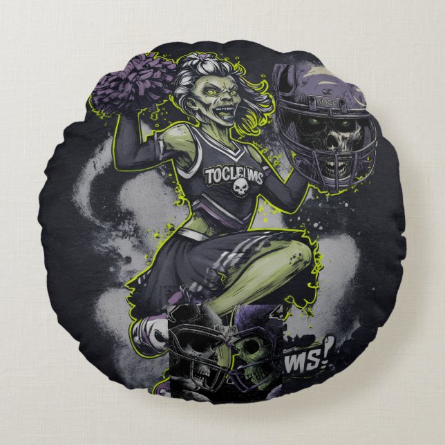 Zombie Cheerleader Horror Art Throw Pillow (Front)