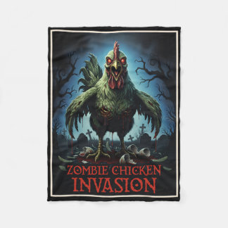 Zombie Chicken Invasion Undead Farm Horror Fleece Blanket